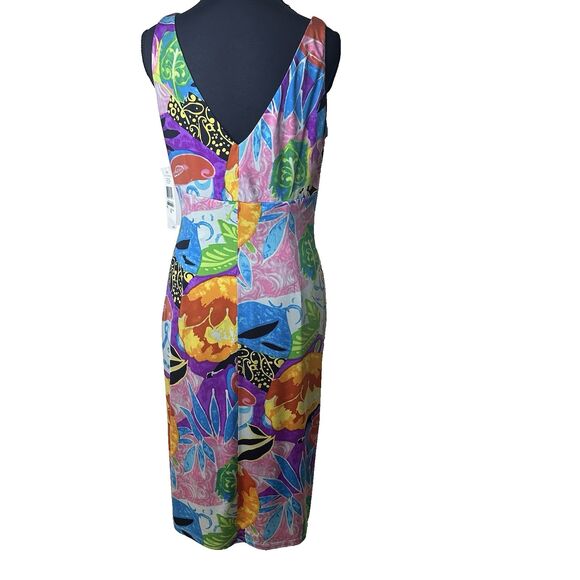 Lauren Ralph Lauren Womens Dress 8 Tropical Floral Ruched‎ Draped Stretch Waist - Picture 2 of 15